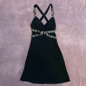 Morgan & Co. black open back sequin dress. Size Small
